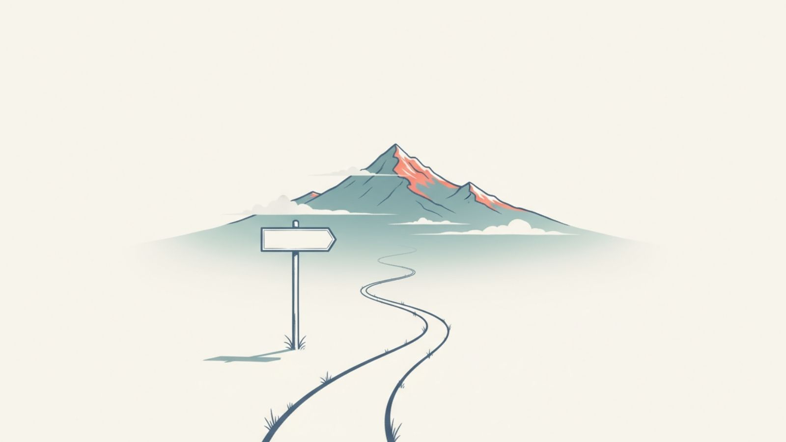 Trail with blank signpost indicating a Trek coming soon.