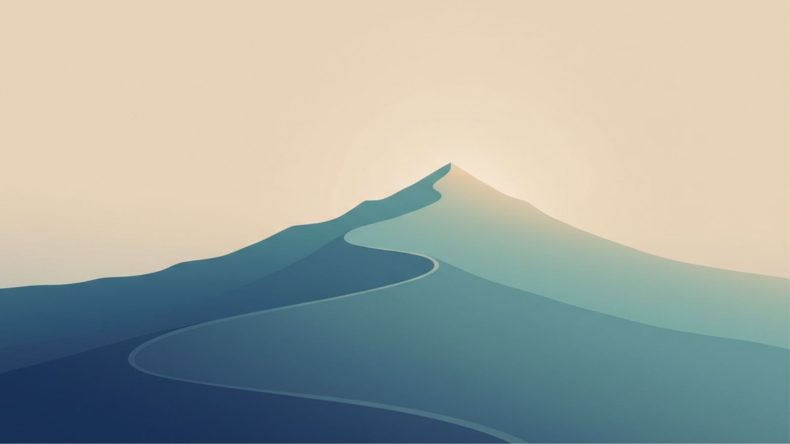 A minimalist illustration of a calm rising line and mountain path symbolizing steady, long-term investing clarity.