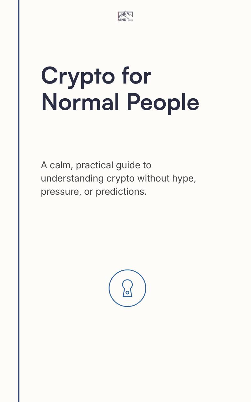Front cover of “Crypto for Normal People: A Calm, Practical Guide to the Crypto World” Mind Treks ebook