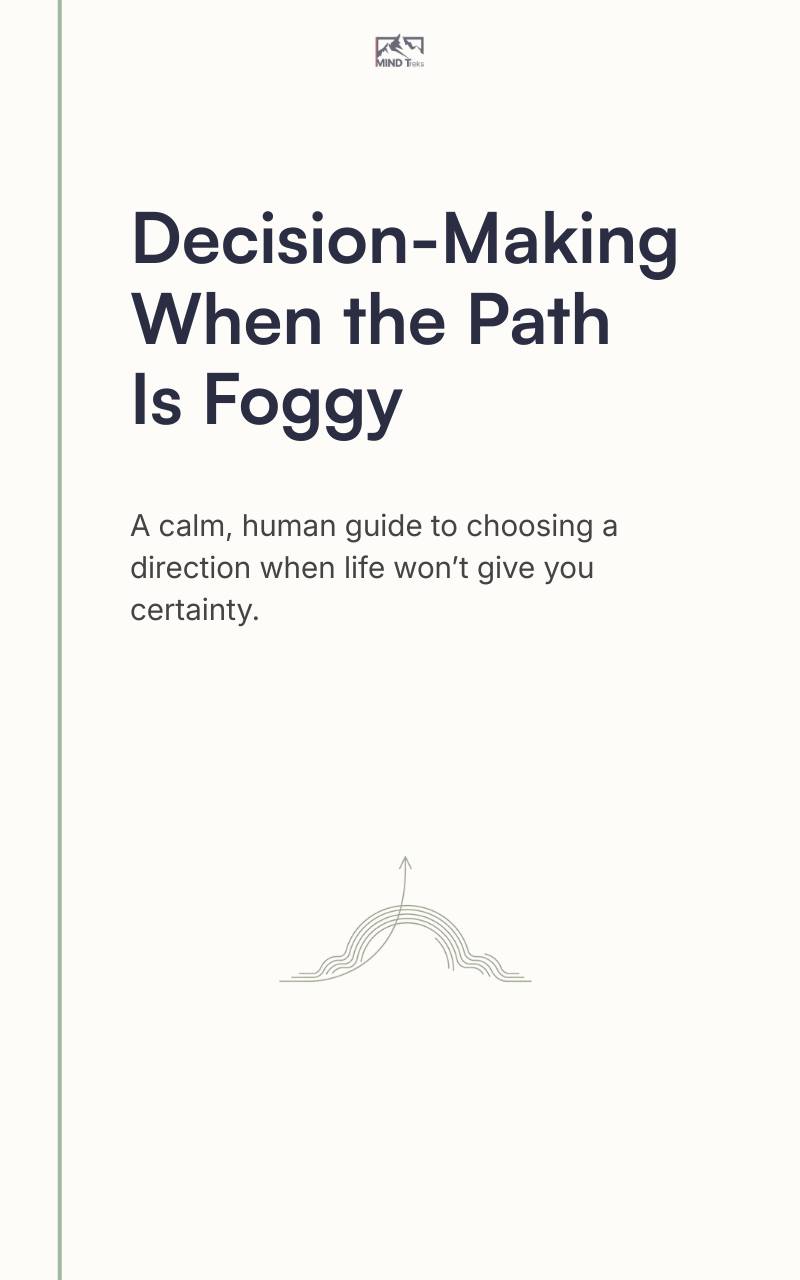 Front cover of “Decision-Making When the Path Is Foggy: A Calm, Human Guide to Choosing a Direction When Life Won’t Give You Certainty” Mind Treks ebook