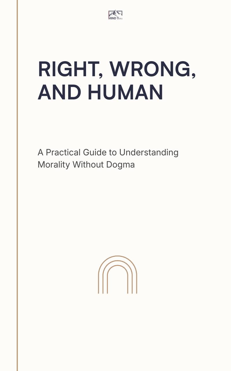 Front cover of “Right, Wrong, and Human: A Practical Guide to Understanding Morality Without Dogma” Mind Treks ebook