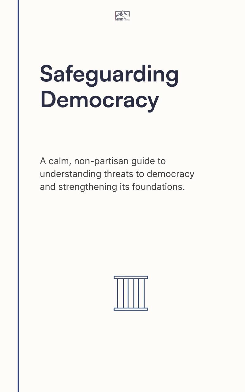 Front cover of “Safeguarding Democracy in the Modern West: A Calm Guide to Understanding, Navigating, and Strengthening Liberal Democracy” Mind Treks ebook