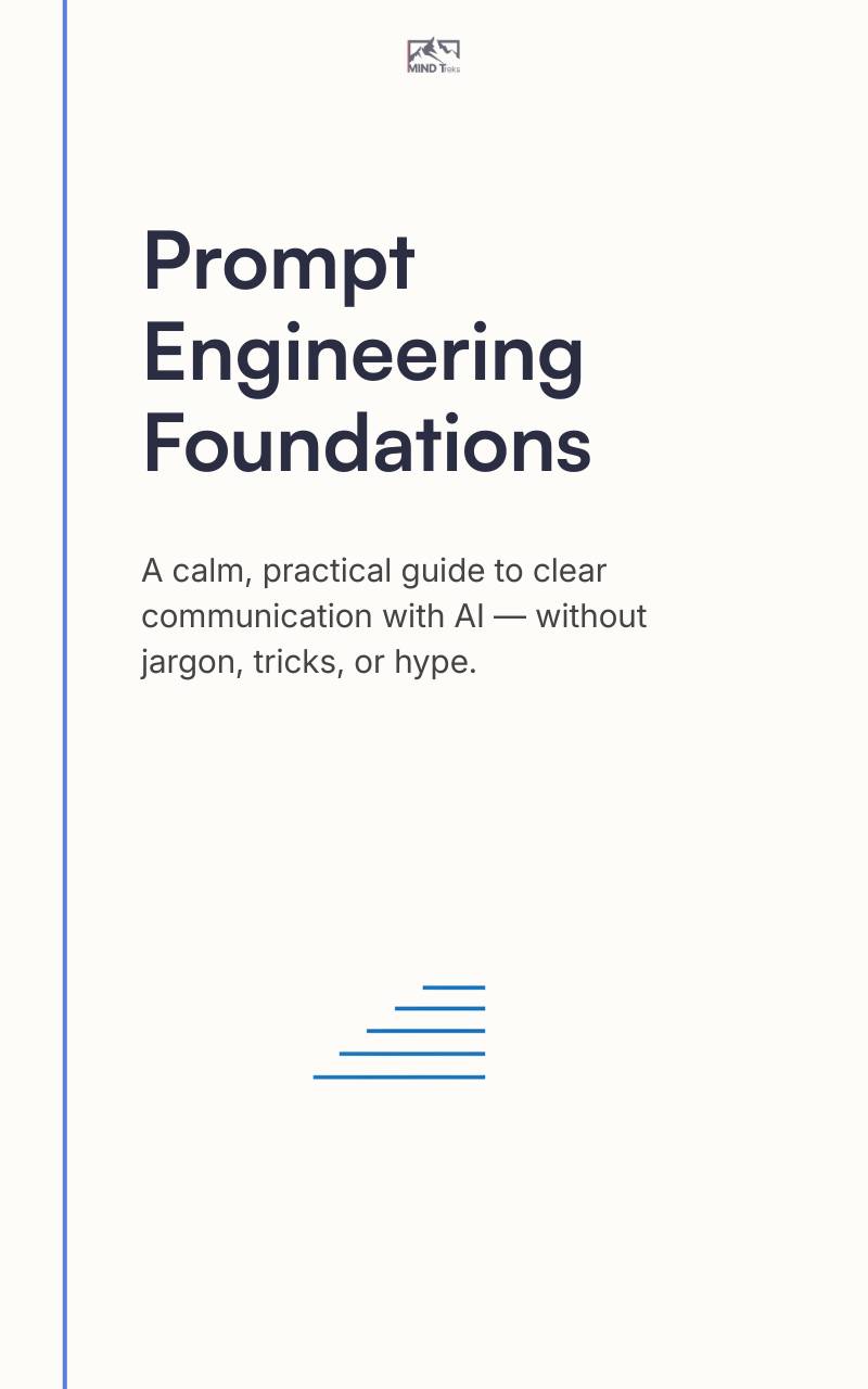 Front cover of “Prompt Engineering Foundations: Mastering Clear Communication with AI” Mind Treks ebook